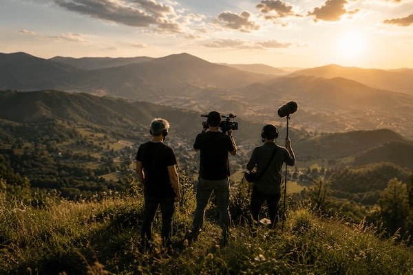 Équipe entrain de filmer